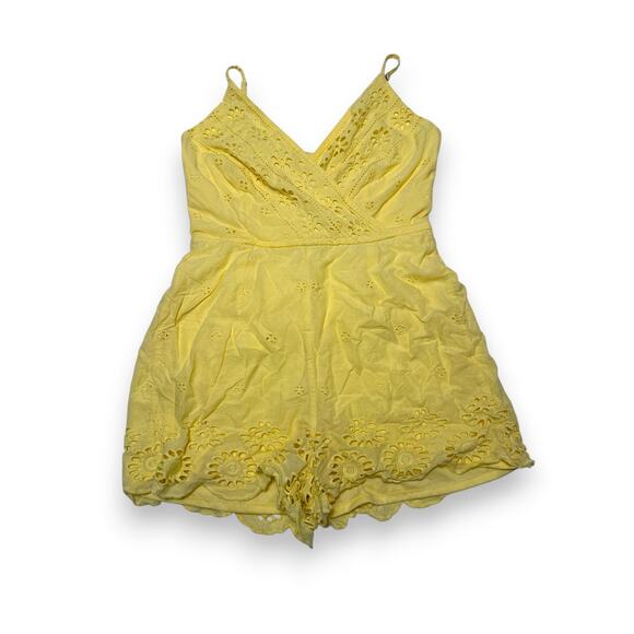 Japna Yellow Eyelet Embroidered Romper SIze Small - Picture 1 of 7